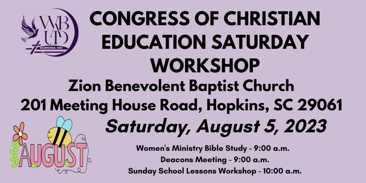 Congress of Christian Education Saturday Workshop – August 2023