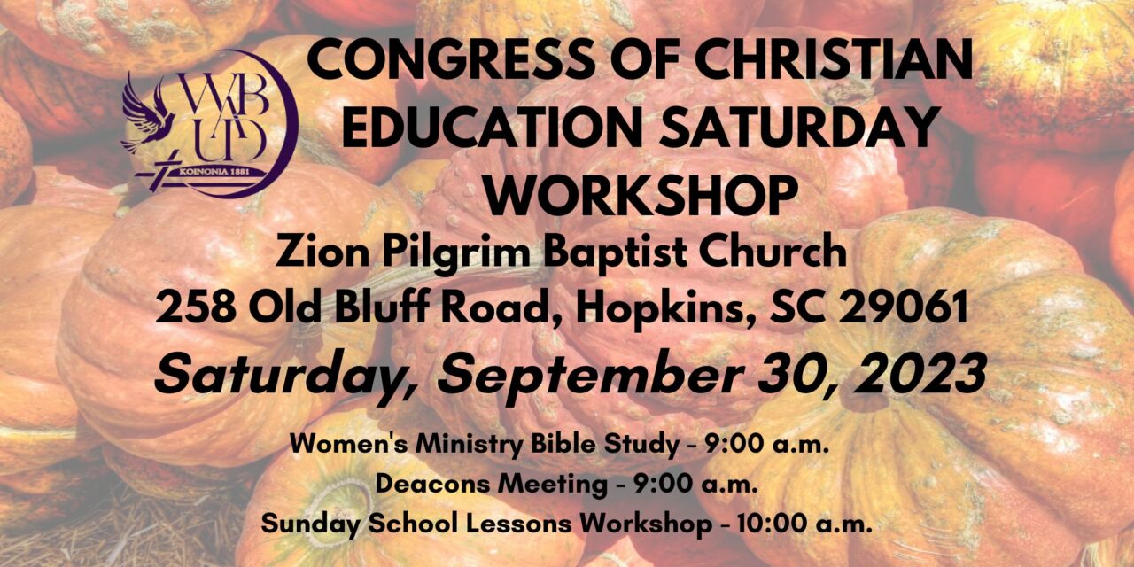 CONGRESS OF CHRISTIAN EDUCATION SATURDAY WORKSHOP – SEPTEMBER 2023