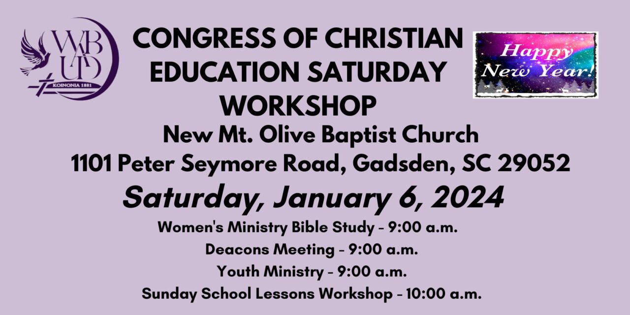 Congress of Christian Education Saturday Workshop – January 6, 2024