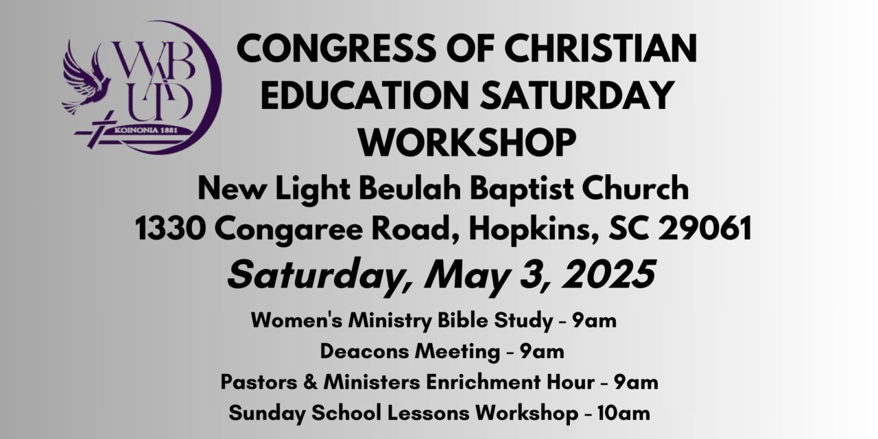 Congress of Christian Education Saturday Workshop – May 3, 2025