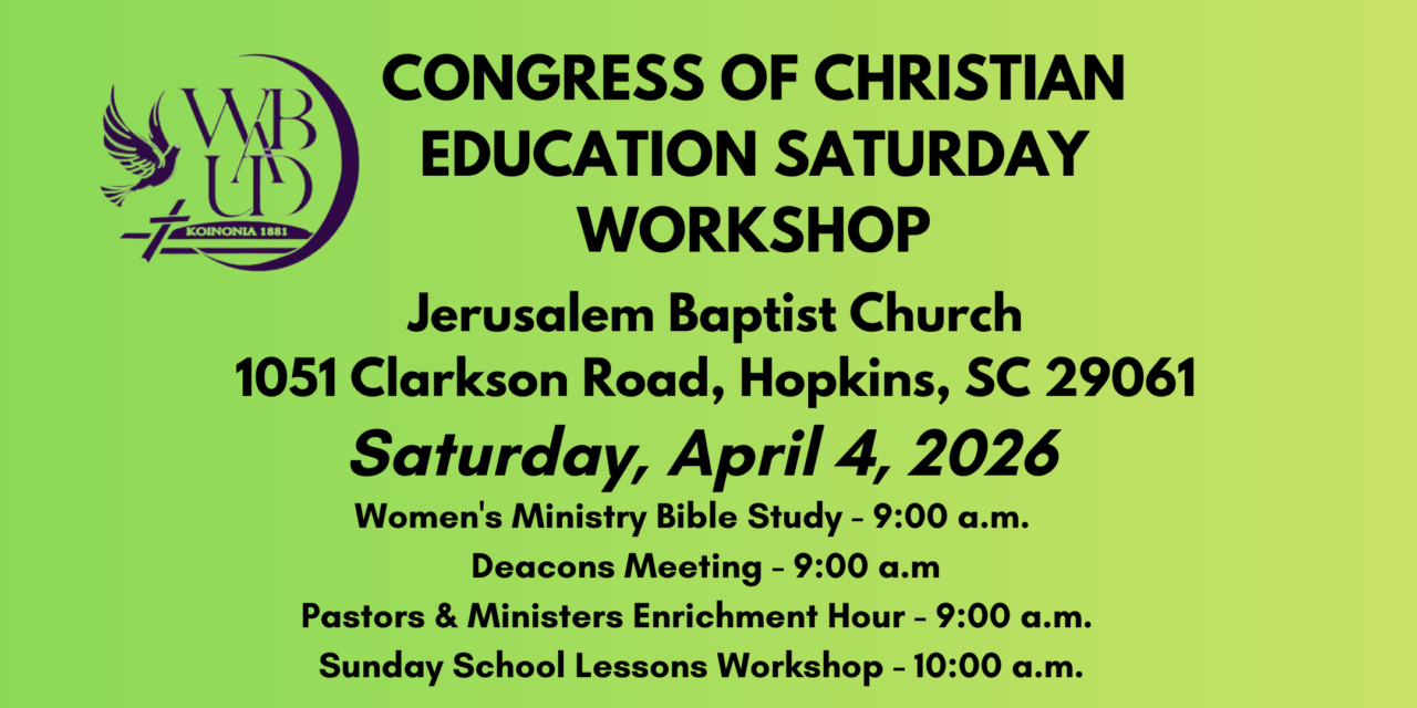 Congress of Christian Education Saturday Workshop – April 4, 206