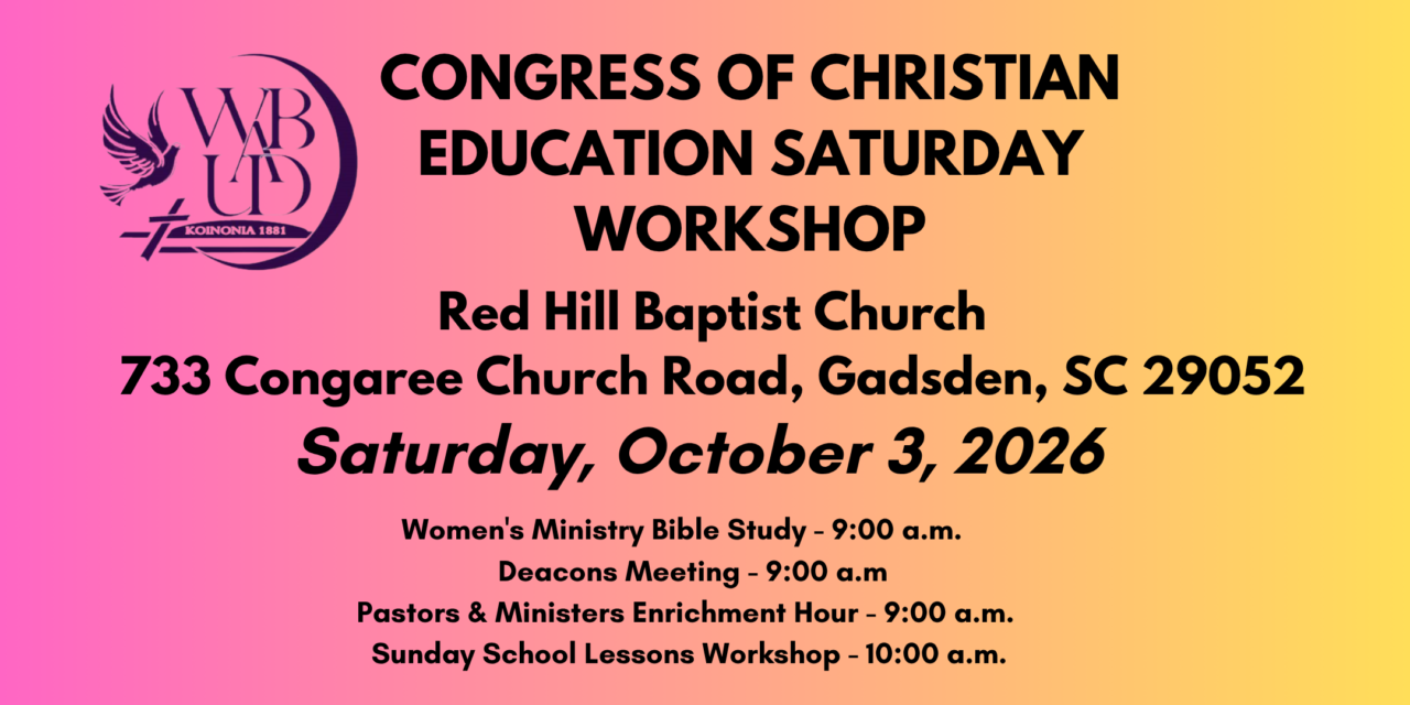 Congress of Christian Education Saturday Workshop – October 3, 2026